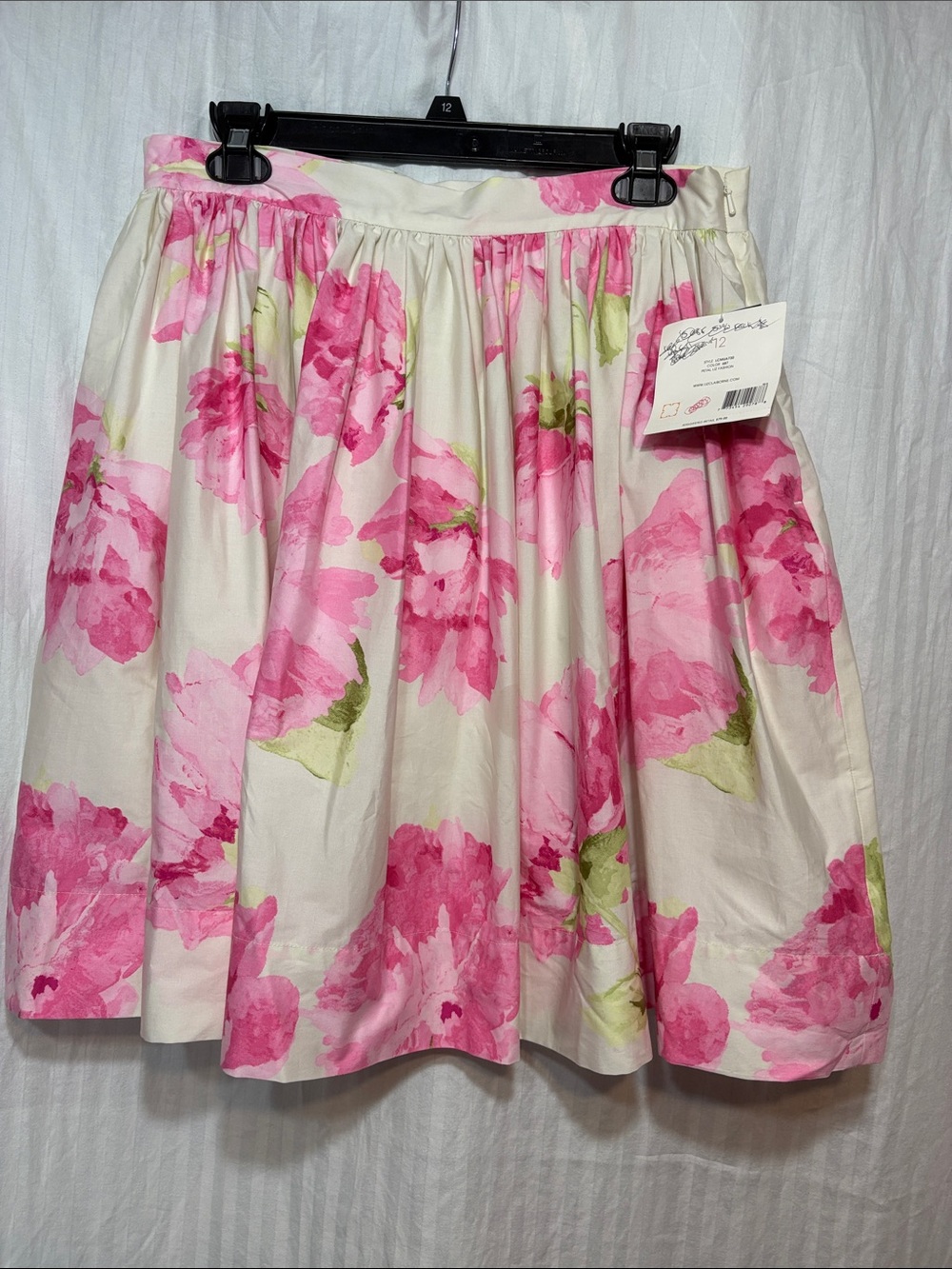 Liz Claiborne New York Floral Gathered A-Line Skirt in Pink/White